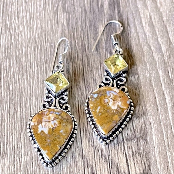 Artesian Jewelry - Australian Rainforest Jasper/Citrine Earrings